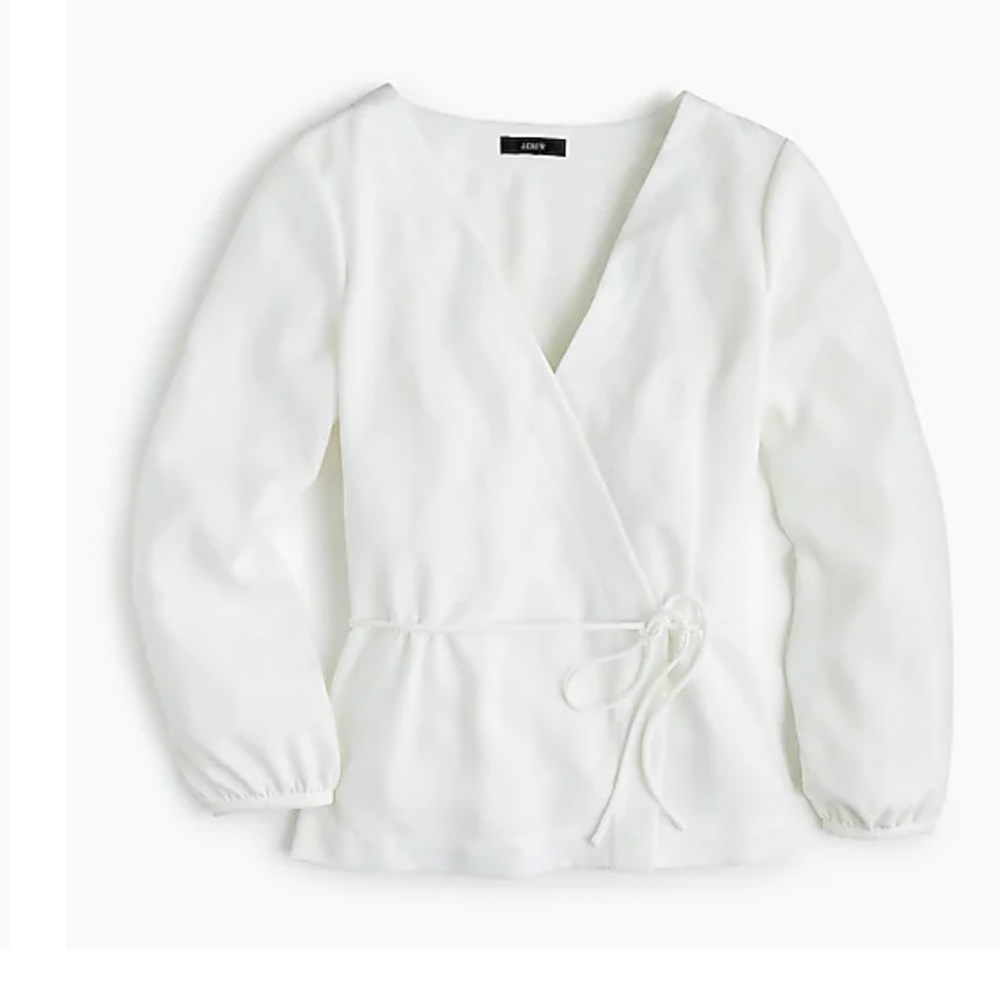 NWT J.Crew crepey faux wrap top size 0P white